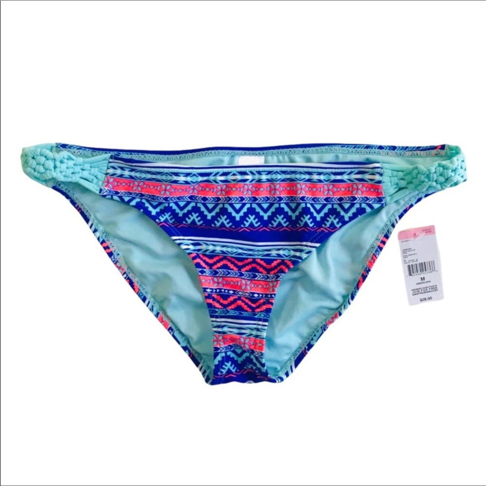 Bongo Americana Bikini Swim Bottoms Juniors Size M Strappy Macrame Sides NWT